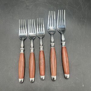 5 Hampton Silversmiths Stainless Bistro Brown 3 Salad Forks 2 Dinner Forks